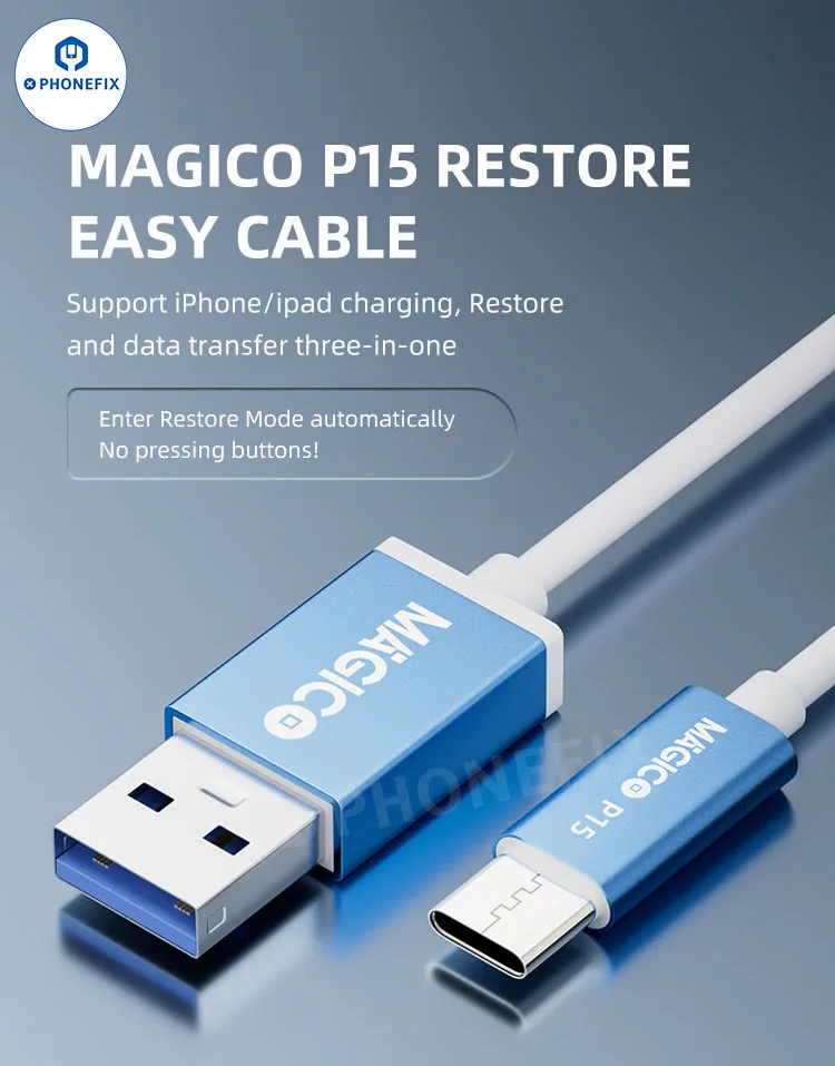 Magico P15 Type C Port Restore Easy Cable for iPhone 15 Quick Startup Go to Recovery Mode Flashing Restoring DFU Mode Cable