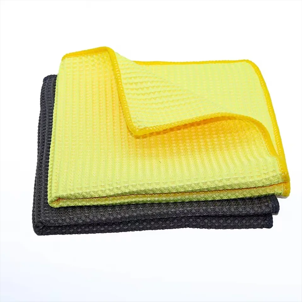 40x40cm Glass Cleaning Towel Yellow Grey Wash Towels Car Detailing Drying Cloth Kitchenware Cleaning Accessories
