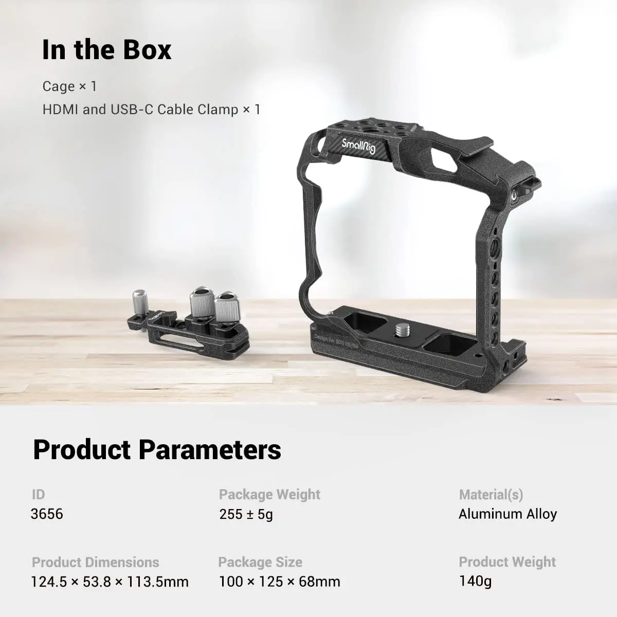 SmallRig “Black Mamba“ Camera Half Cage & Cable Clamp for Canon EOS R5 & R5 C&R6 with Hand-tight HDMI and USB-C Cable Clamp 3656