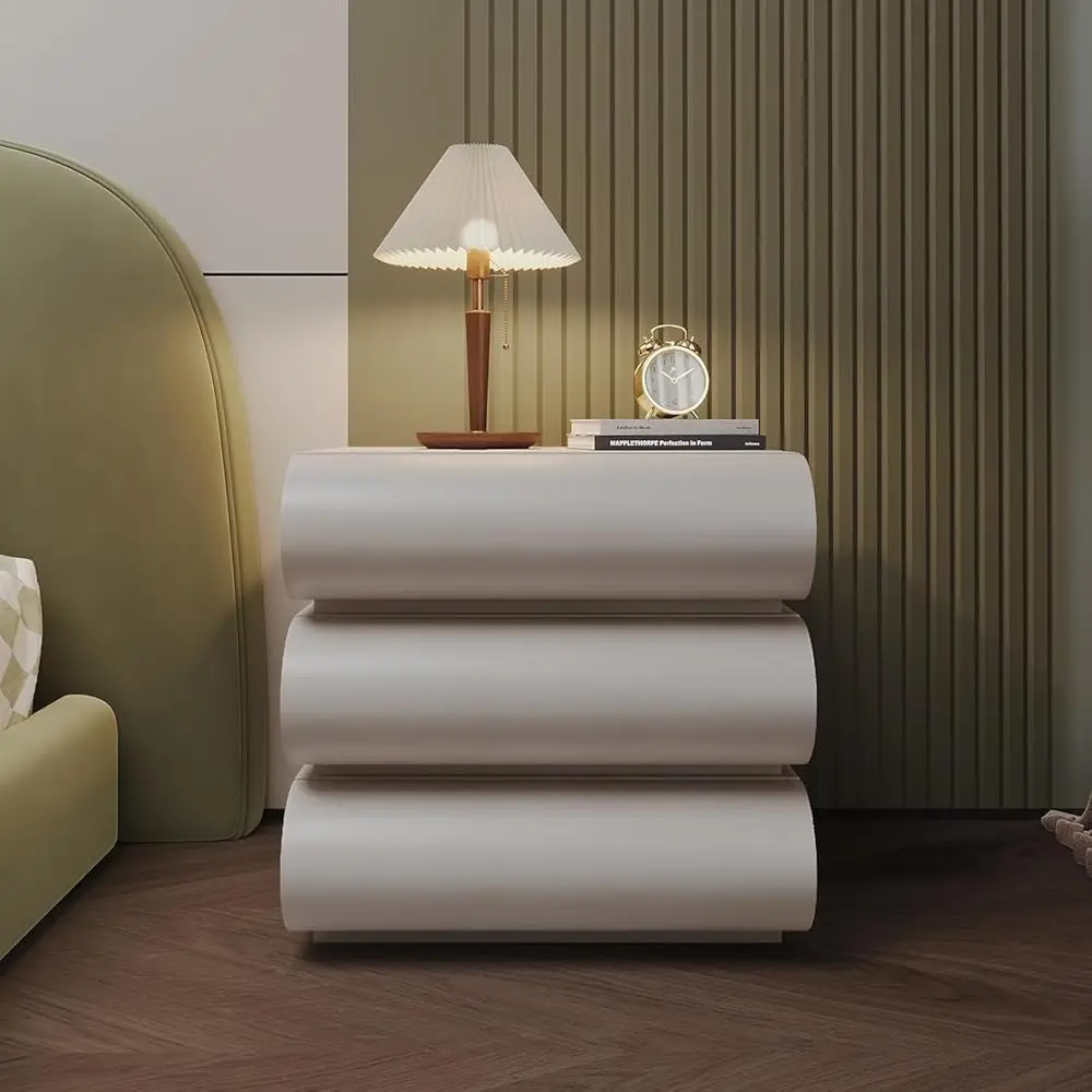 

Nightstand With 3 Drawer, Bedside Table With Microfibre Leather, Fashion Night Stand For Bedroom/Living Room, No Assembly