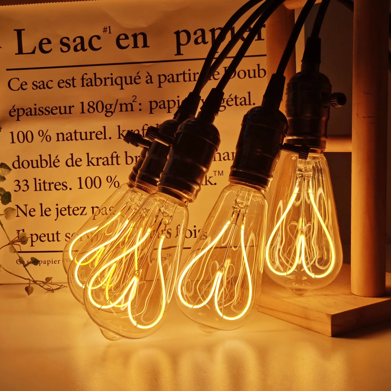 TIANFAN Vintage Led Bulb ST64/ST21 Edison Bulb 4W Dimmable 220V 110V E26 E27 Heart Filament Decorative Light Bulb Yellow Warm