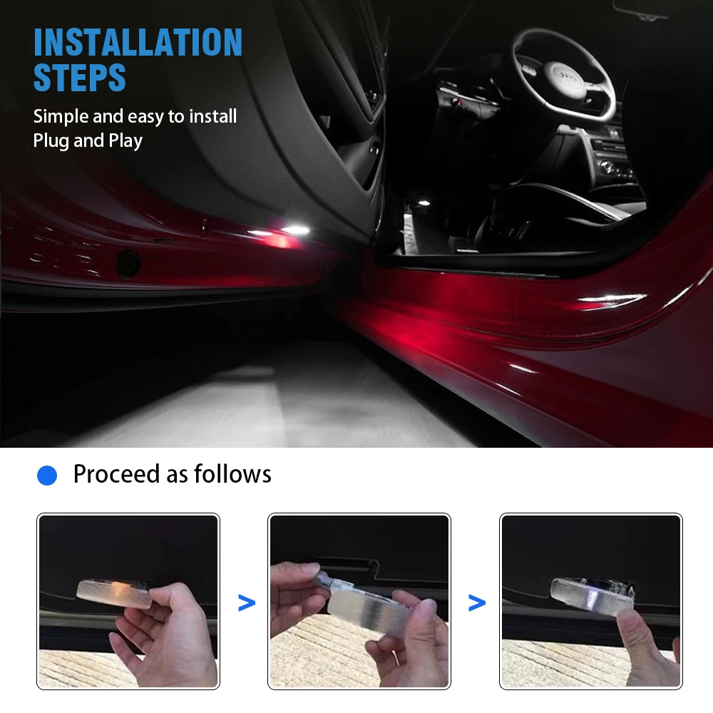 2Pcs LED Car Door Light  Auto Signal Lamp For Toyota Camry XV40 XV50 55 XV70 Land Cruiser 200 Corolla Highlander XU20 XU40 XU50