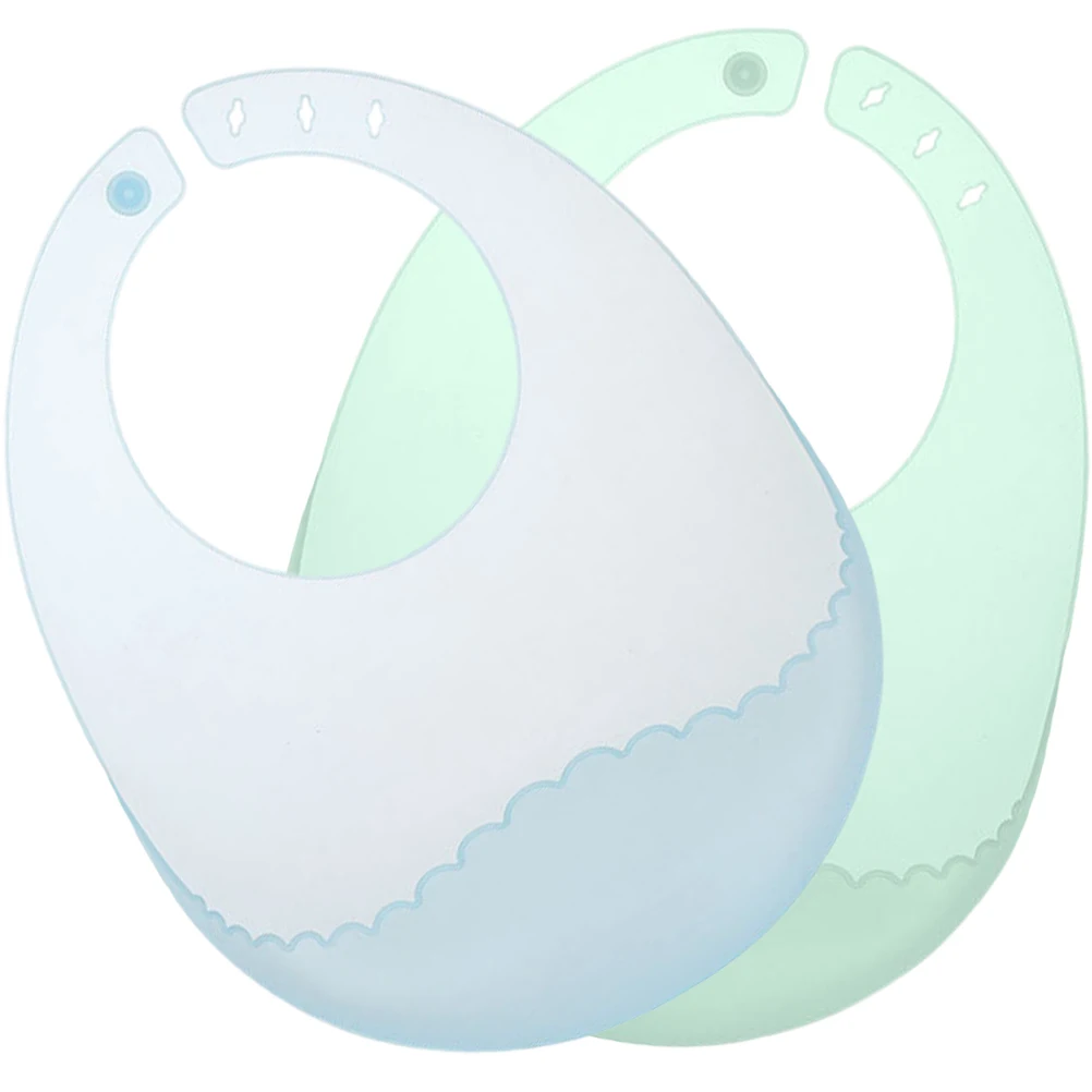 

2Pcs Silicone Bibs Baby Feeding Drool Bibs for Girls Boys Soft Skin-Friendly Portable Adjustable Pocket Design