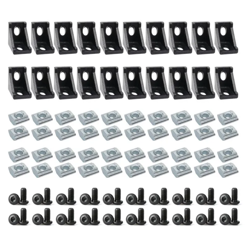 2020 Aluminum Extrusion T V Slot Corner Bracket 20S Extruded Right Angle Connector with Screws for 2020 2040  Aluminum Profile