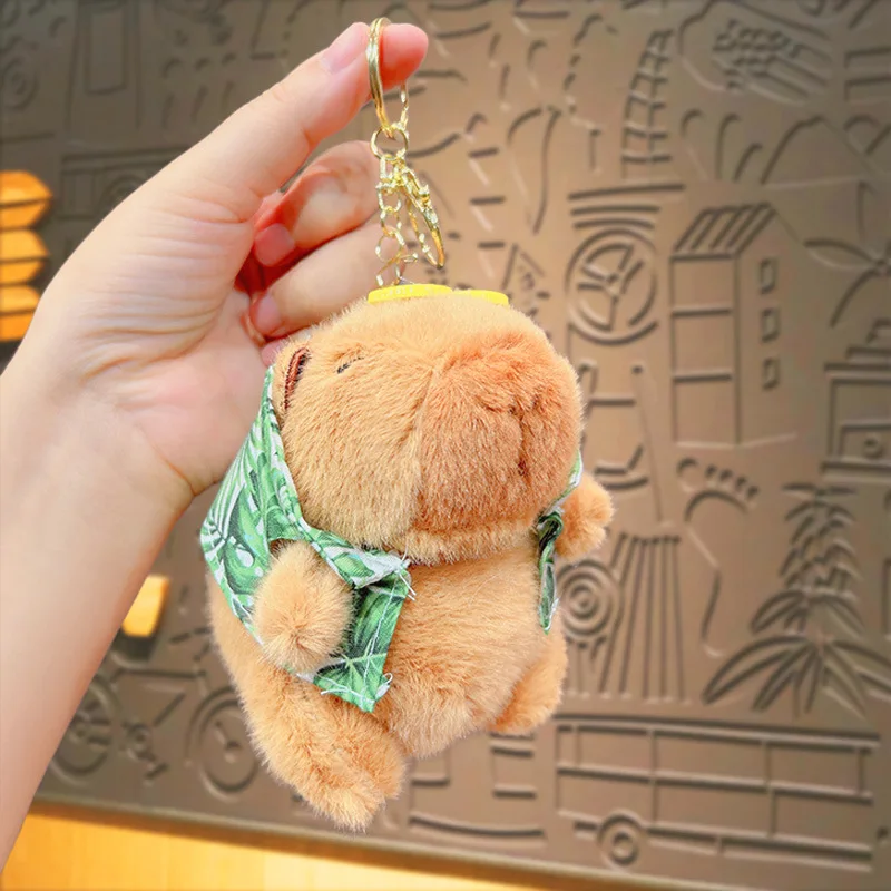 12cm Summer Day Capybara Plush Simulation Capibara Anime Fluffty Toy Cute Doll Stuffed Animals Soft Doll Decorative Bag Keychain