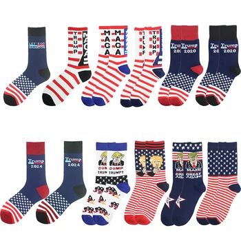 Männer Präsident Donald Trump Socken Let's Go Brandon Neuheit Baumwolle Männer Meias Crew Hot Hip Hop Sokken American USA Flag Jacquard