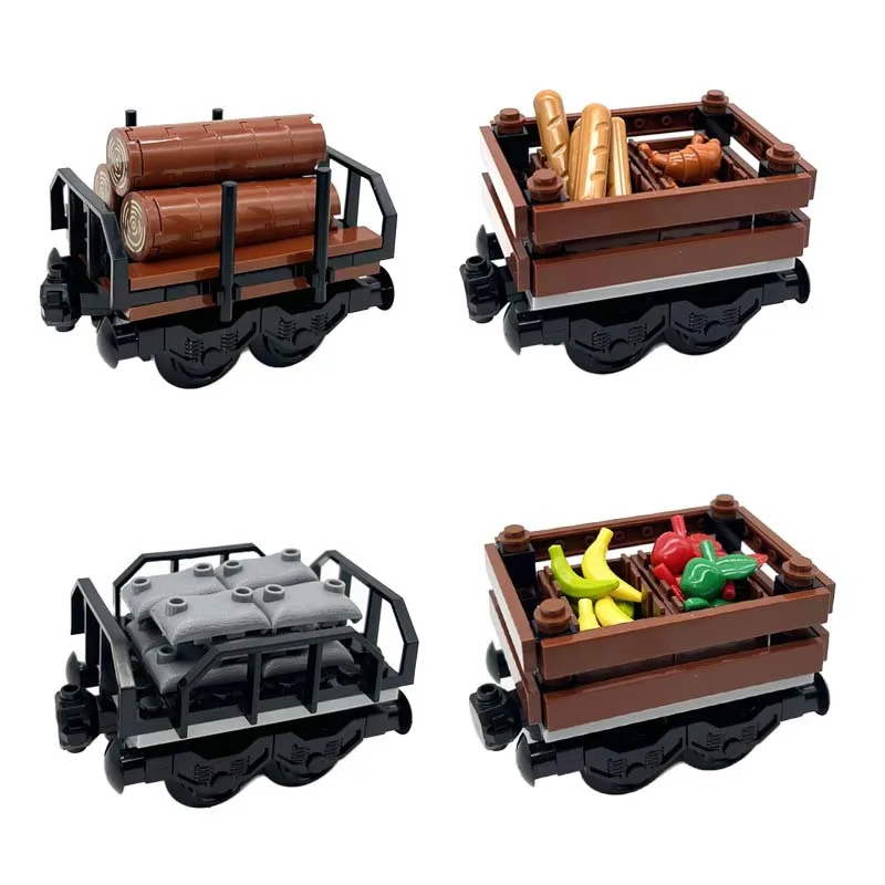 MOC Block Train Track package City Train rail transport cars can be connected