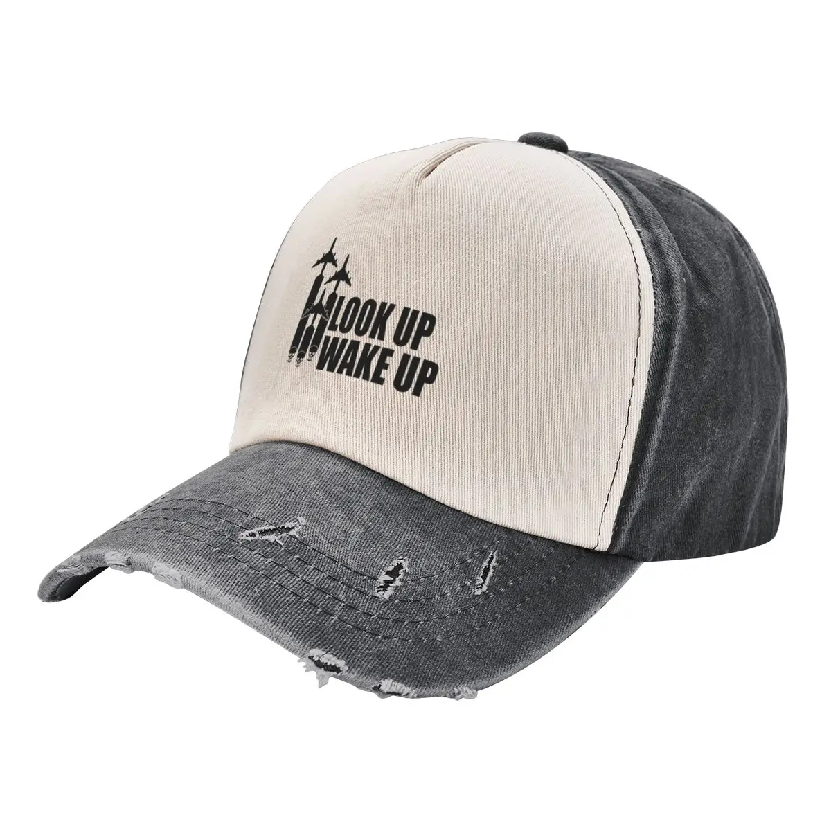 

Look up wake up chemtrails skull planes portrait Baseball Cap Sunscreen sun hat Hat Luxury Brand summer hat For Women Men's