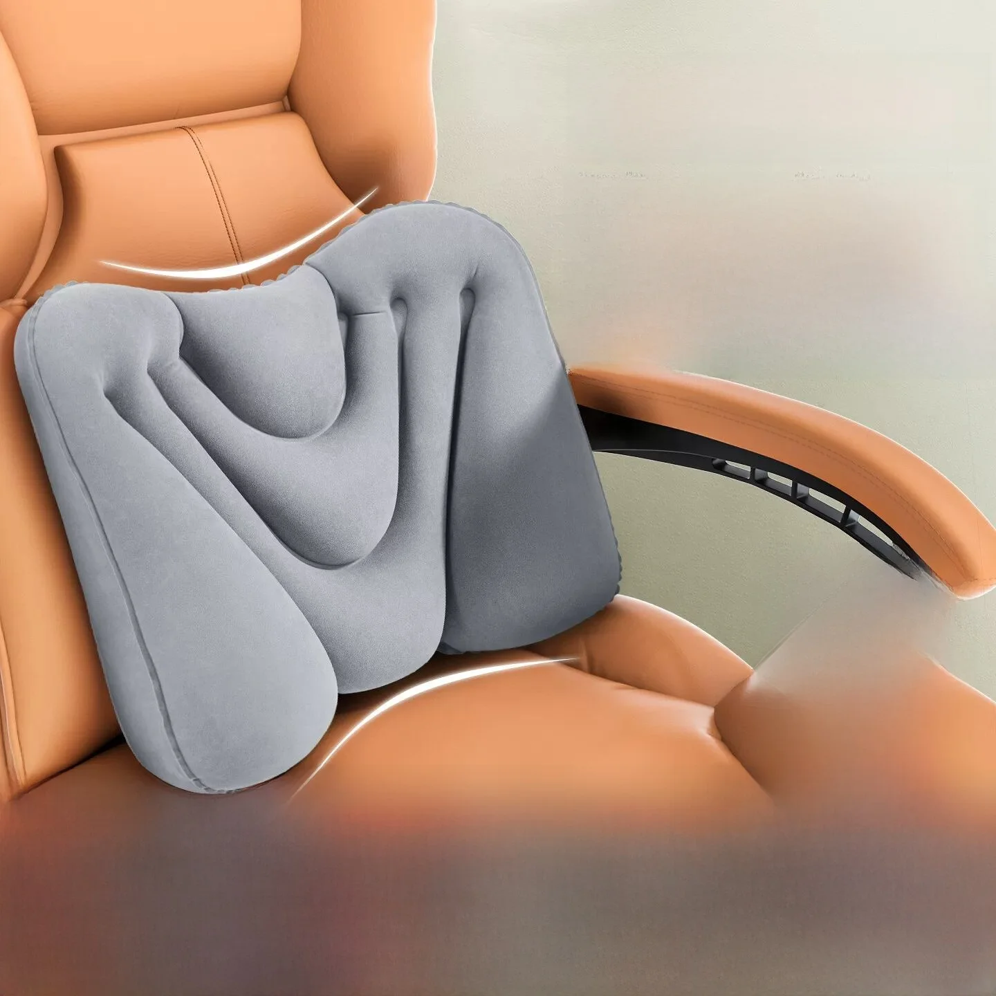 Inflatable Airplane  Cushion Portable Travel Lumbar Pillow Long Distance Self-Driving Flight Hard  Economy Class Slee...
