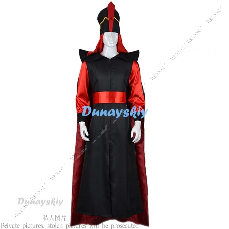 

Jafar Cosplay Costume Aldult Man Woman The Arabian Nights Aladdin Halloween Wizard Clothes Suit Hat Stage Costume Role Play