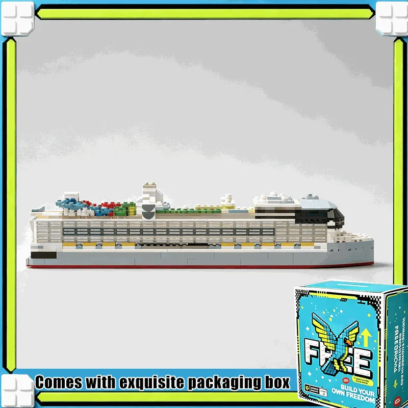 1317PCS Compact Scale Modern Luxury Cruise Ship Model Building Blocks DIY Creative Assembly Brick Set Ocean Liner Display Gift