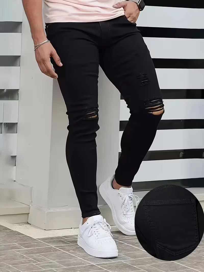 Men'S Distressed Jeans, Faded Distressed Skinny Straight Jeans
