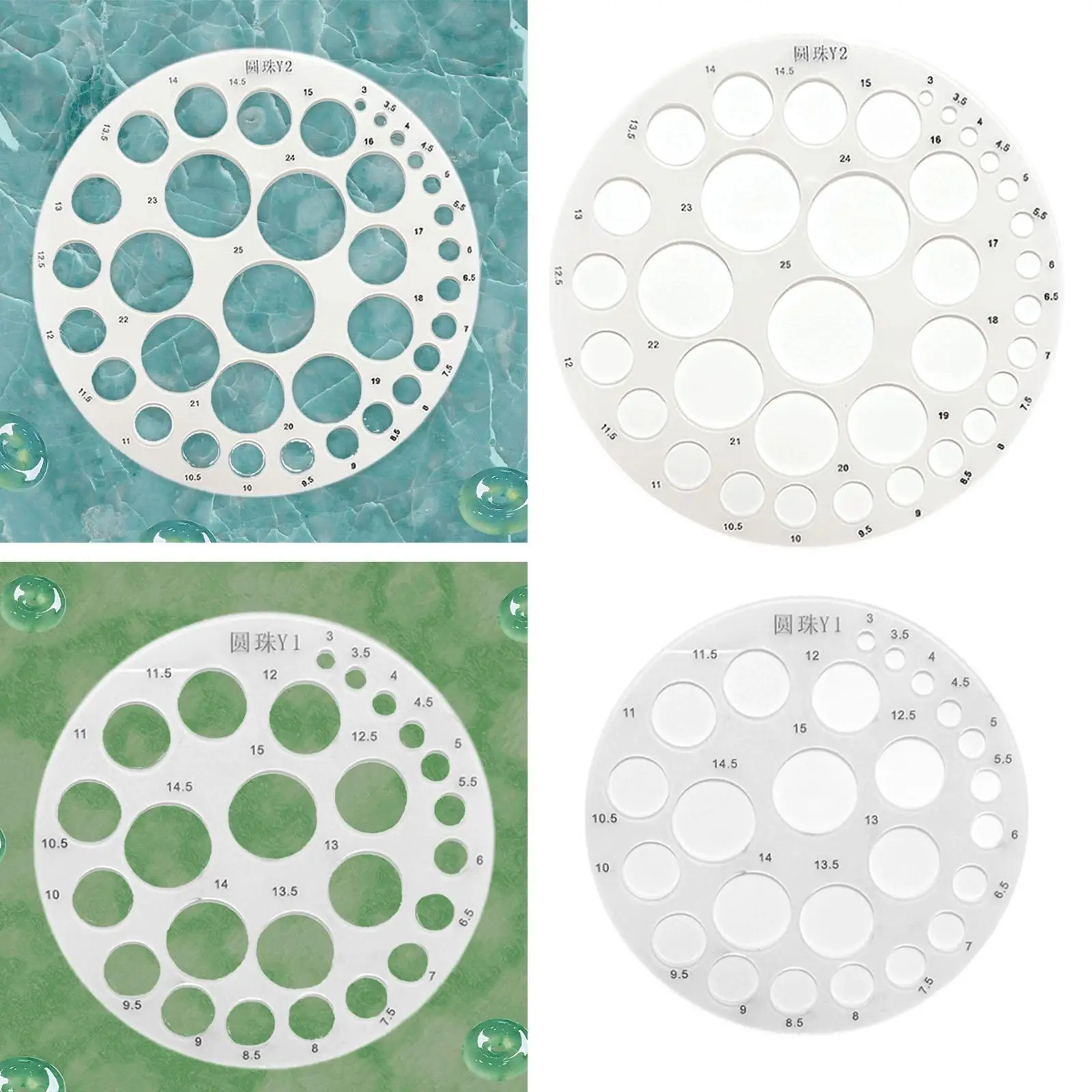 Round Template Acrylic Multifunctional Measuring Tool Portable Lightweight Round Hole Ruler for Design Building Formwork School