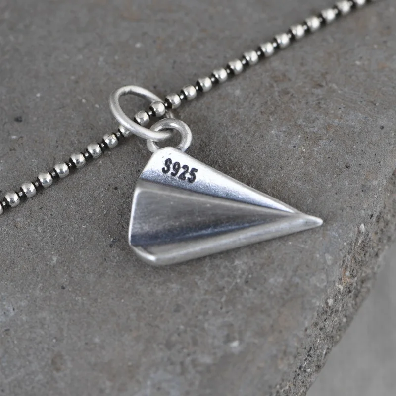 

DIY Charms Playful Childhood Paper Folding Plane Boat Pendants for Women 925 Sterling Silver Little Childish Necklaces NO Chain