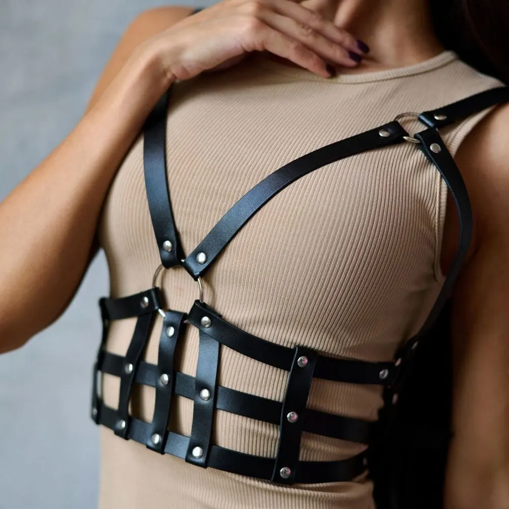 Women Fashion Belt Street Style Leather Caged Body Harness Belt Suspenders for Women Decoration Belts Goth Clothing Accessories