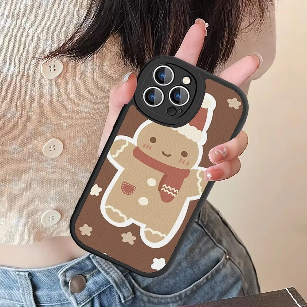 Christmas Gingerbread Cookies Phone Case Hard Leather For IPhone 16 15 14 13 12 Mini 11 14 Pro Max Xs X Xr 7 8 Plus Fundas