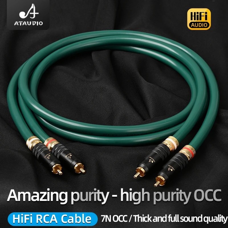 ATAUDIO HiFi RCA Cable for CD Player Amplifier 7N OCC 2-core with Shielding Hi-end Audio Cord 2RCA Male to 2RCA Male Wire