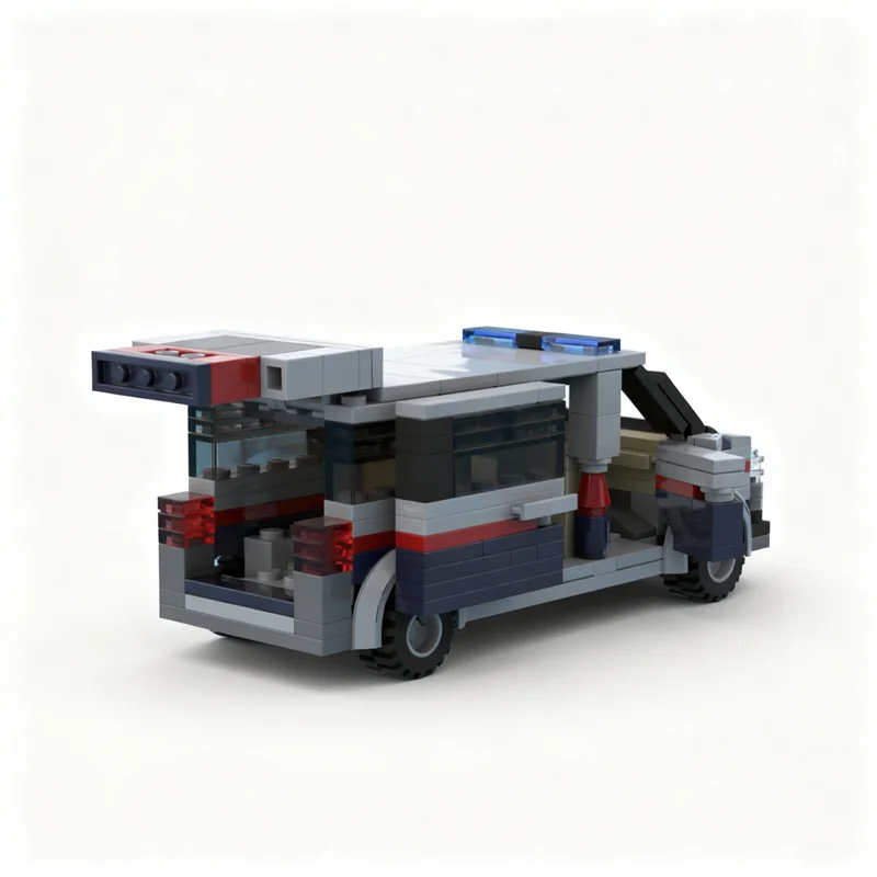 241 stuks MOC City Police Volkswagen Transporter Oostenrijks modelbouw Kerstcadeaus Blokken Constructie DIY Creatief speelgoedidee