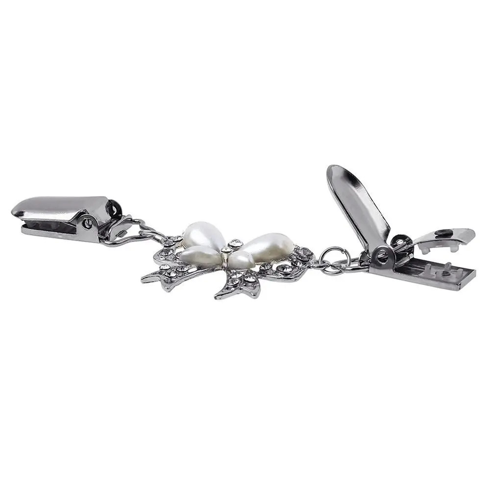 

Crystal Rhinestone Garters Butterfly Bow Brooches Sweater Shawl Clips Duck-mouth Plated Clasps Cardigan Collar Clip