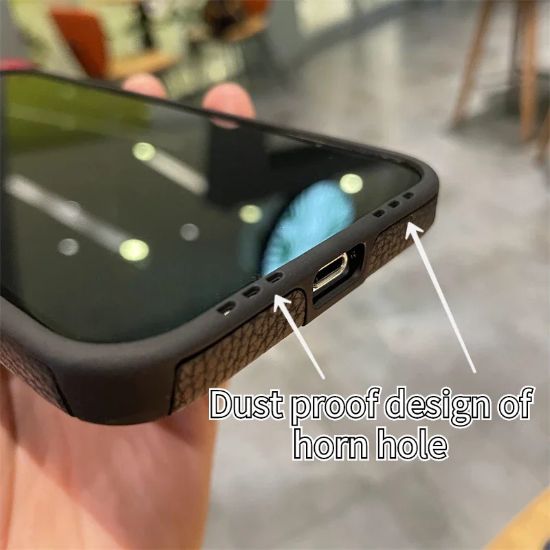 Luxuly Noble Black Leather Bracket Case For iPhone 14 13 12 Pro Max XR 8 7 Plus 11 X SE Anti-lost Wrist strap Lanyard Rope Cover image 6