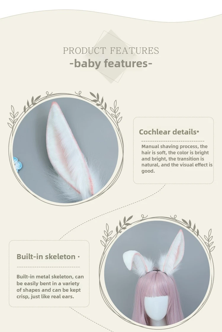 สัตว์จําลองหูจุดตุ๊กตาทําด้วยมือคอสเพลย์propsสตรีมสดแต่งตัวหญิงกระต่ายหูแบบคาดศีรษะหมวกเครื่องประดับผม