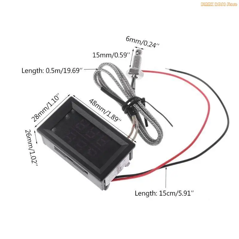 K1AE Digital Display High Temperature Thermometer K-Type Thermocouple Industrial Digital Thermometer for DC 4-28V