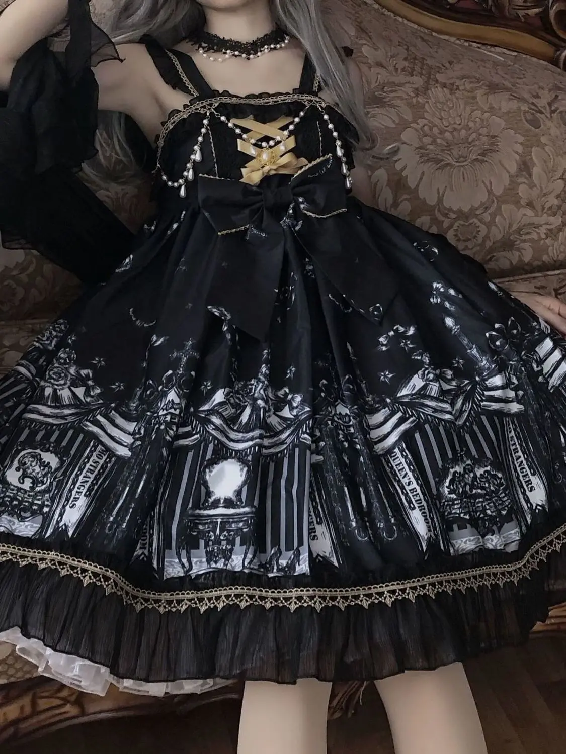 Vestidos de Fiesta de noche de Halloween sin mangas para niñas, ropa Vintage, blanco y negro, vestido de princesa JSK, vestido gótico Lolita