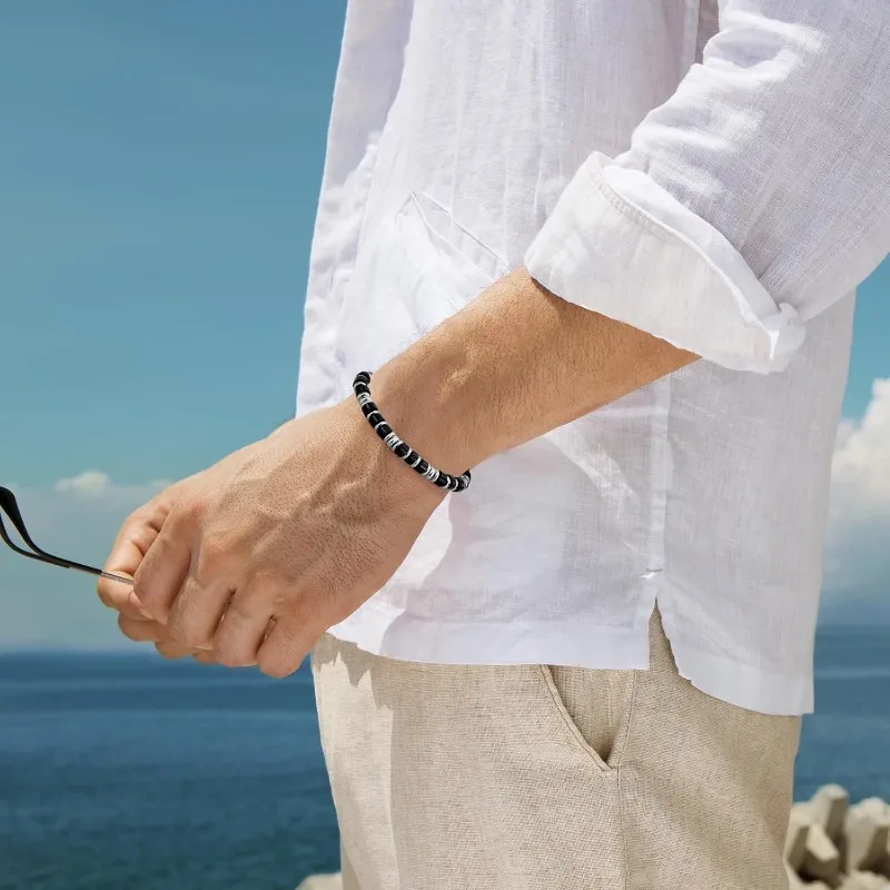 Mens Bracelet, Boho Stainless Steel Bracelets for Men, Beaded Bracelets, Jewelry Gifts for Husband, Father, Best Friends