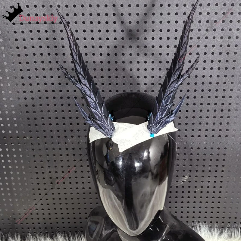 아오룬 드래곤의 뿔 코스프레 소품, 영화 NEZHA2 코스프레 소품, 25Cmiridescent 블루 드래곤 뿔, 만화 쇼용 할로윈 파티 소품