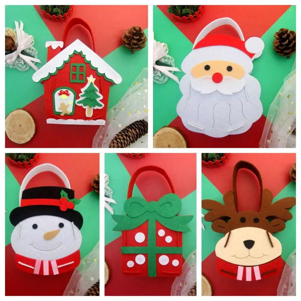 Non-woven Fabric DIY Xmas Candy Bag Gift Snowman DIY Christmas Bag Toy Christmas House Father Christmas Portable Elk Handbag