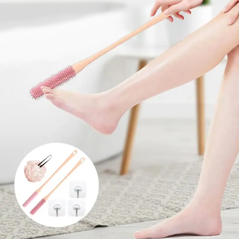 Nail Brush Long Handle Silicone Long Handled Toe Lotion Applicator Ergonomic Soft Cleaning Bath Brush For Cleaning Between Toes