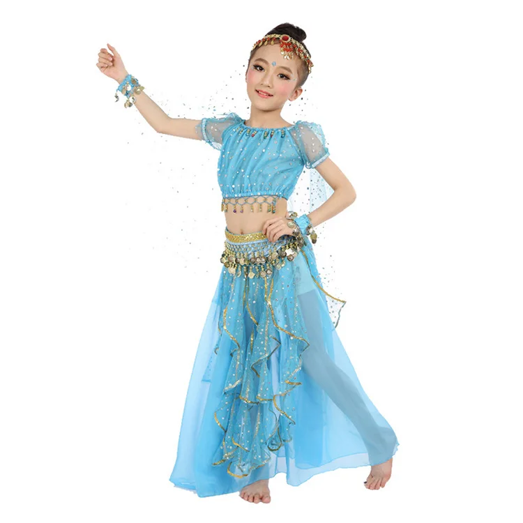 New Girl Kids Traje de Dança do Ventre Trajes de Dança Oriental Dançarina Roupas Trajes de Dança Indiana Para Crianças 3 pcs/set