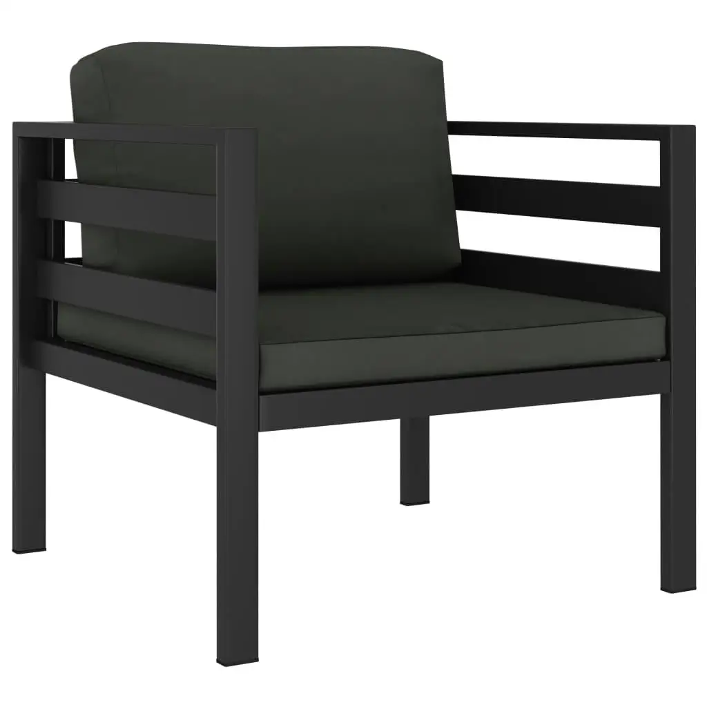 Modern Anthracite Aluminum Sofa with Cushions - Stylish Single Seat Lounge Chair