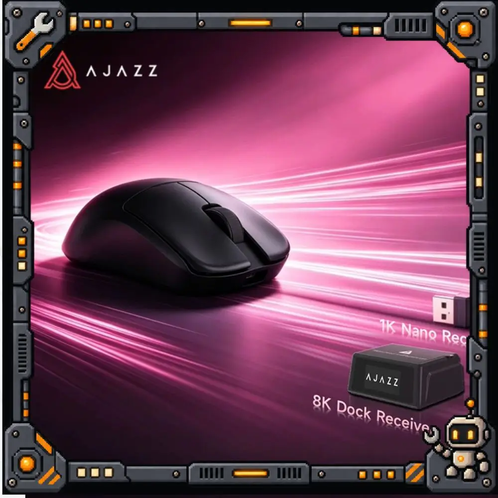 AJAZZ AJ159 V2 ULTRA Mouse Tri-mode Wireless PAW3955 Sensor Dual 8K Polling Charging Dock Lightweight Low Latency Gaming Mouse