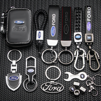 1Pc Car Keychain For Ford Logo S-MAX C-MAX MK3 MK2 MK4 ST Logo Carbon Fiber PU Leather Zinc Alloy Emblem Key Chain Accessories