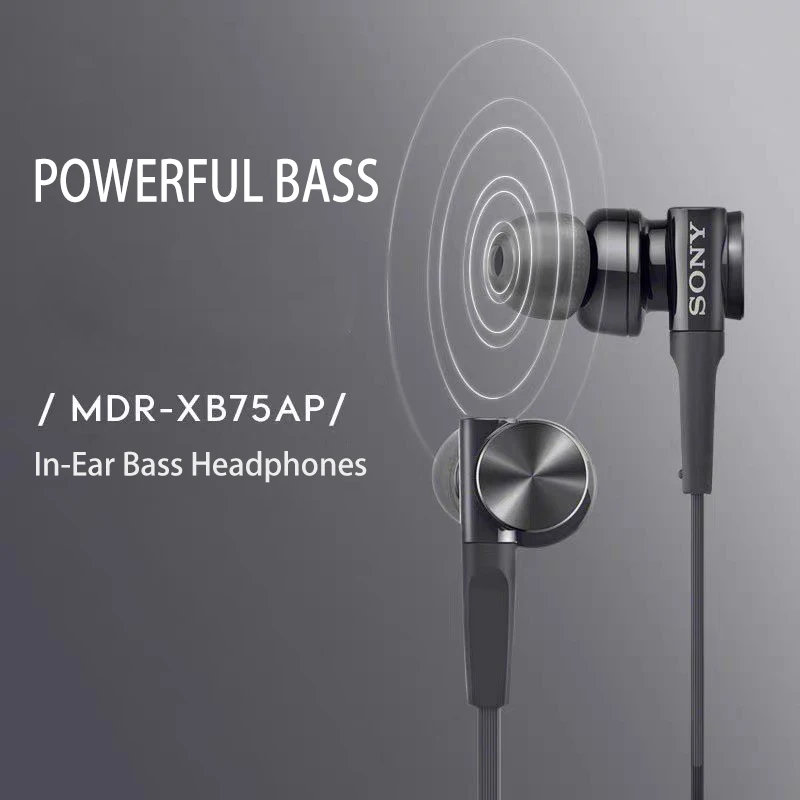 Original SONY MDR-XB75AP In-Ear Extra Deep Bass Headphones 3.5mm Wired Stereo Earphones Sport Earbuds Handsfree Headset with M