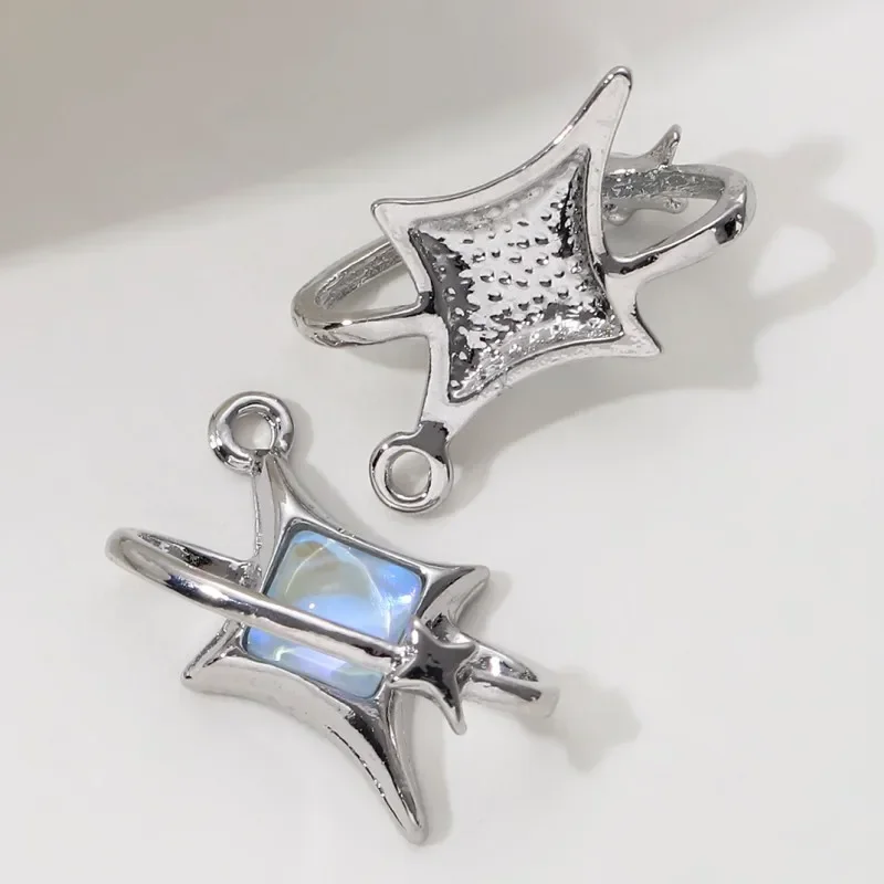 9 قطعة جديد ستار القمر المينا السحر الأزرق موضة Y2K نمط المعلقات لصنع Findings بها بنفسك النتائج اليدوية اكسسوارات قلادة مجوهرات