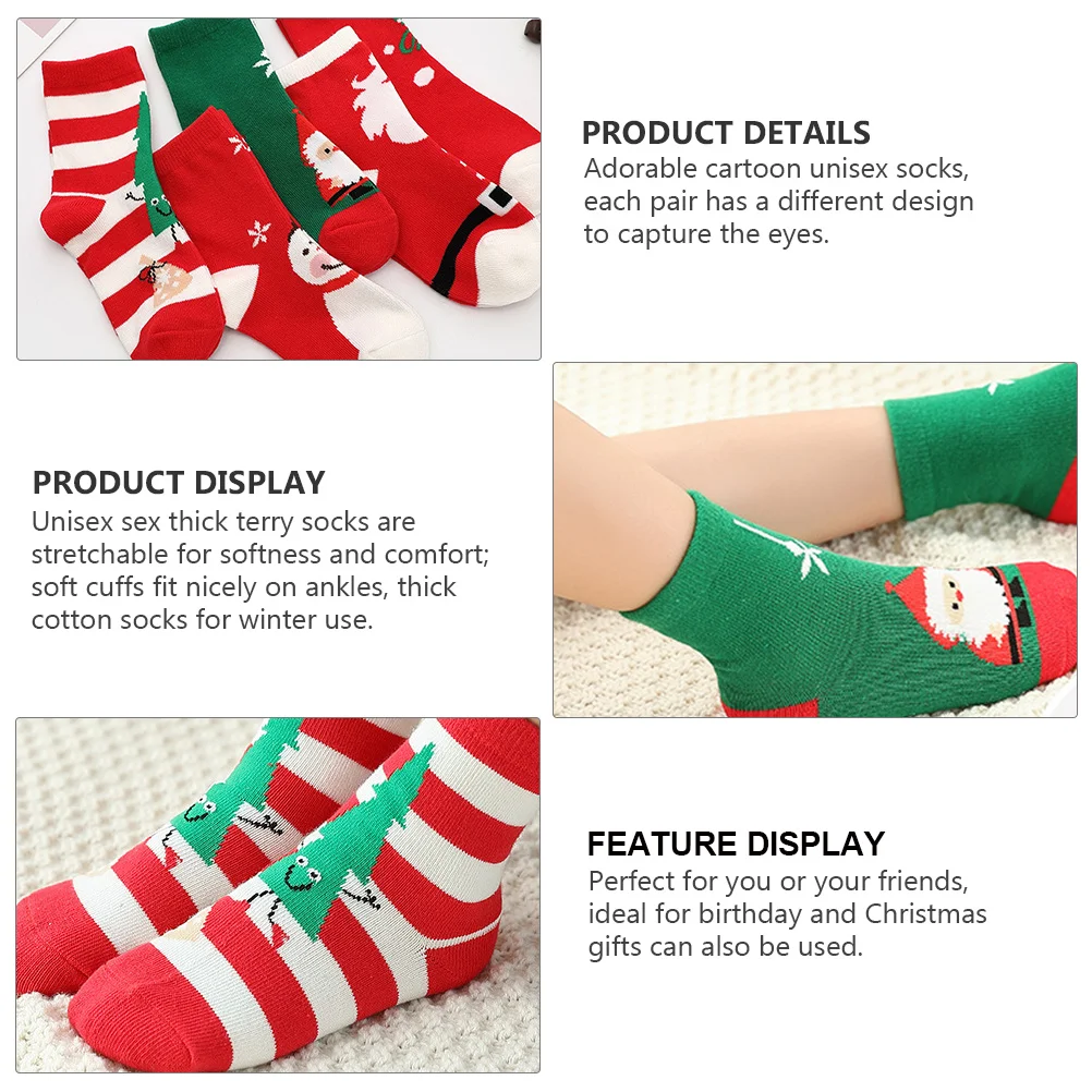 5 Pairs Pride Socks Christmas Cotton Slippers Comfortable Kids Stocking Men and Women Red