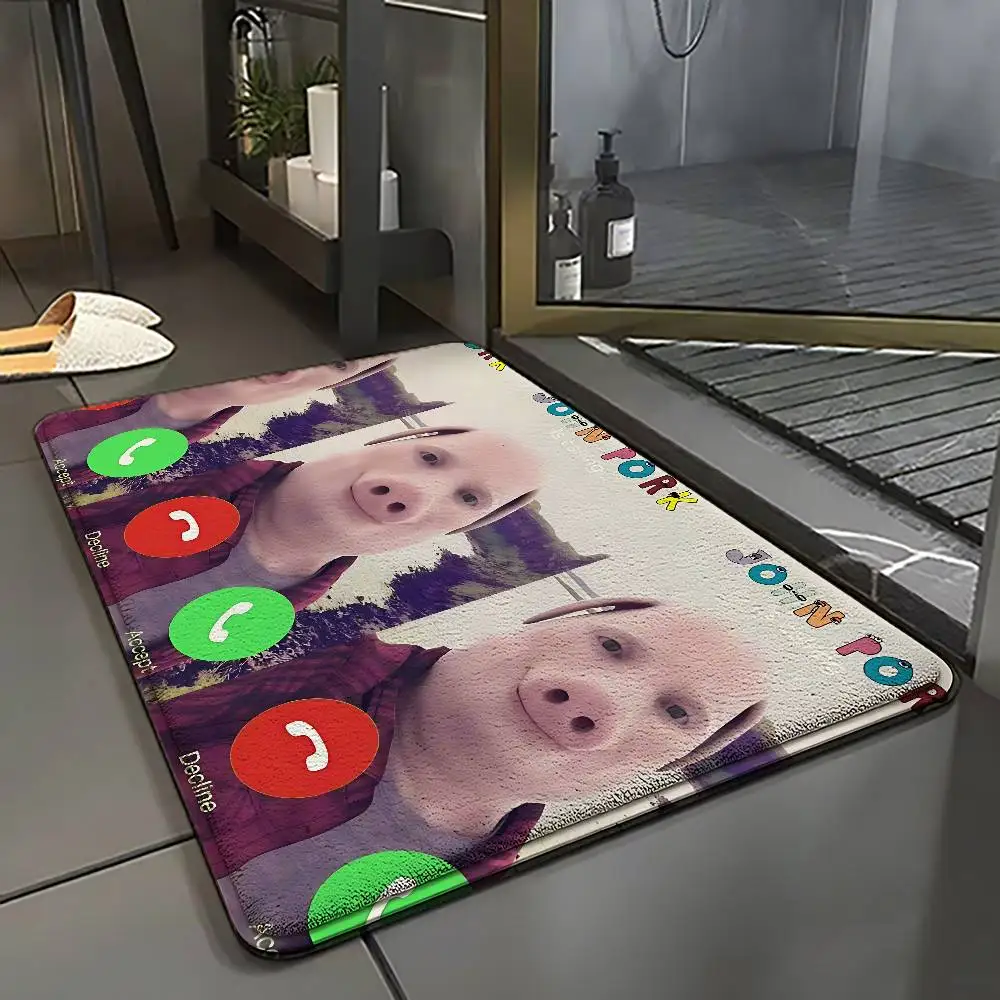 

John Pork Is Calling Answer Call Phone Floor Mats Home Laundry Rug Carpet For Living Room Decor Lounge Area Anti-slip Foot Mat E