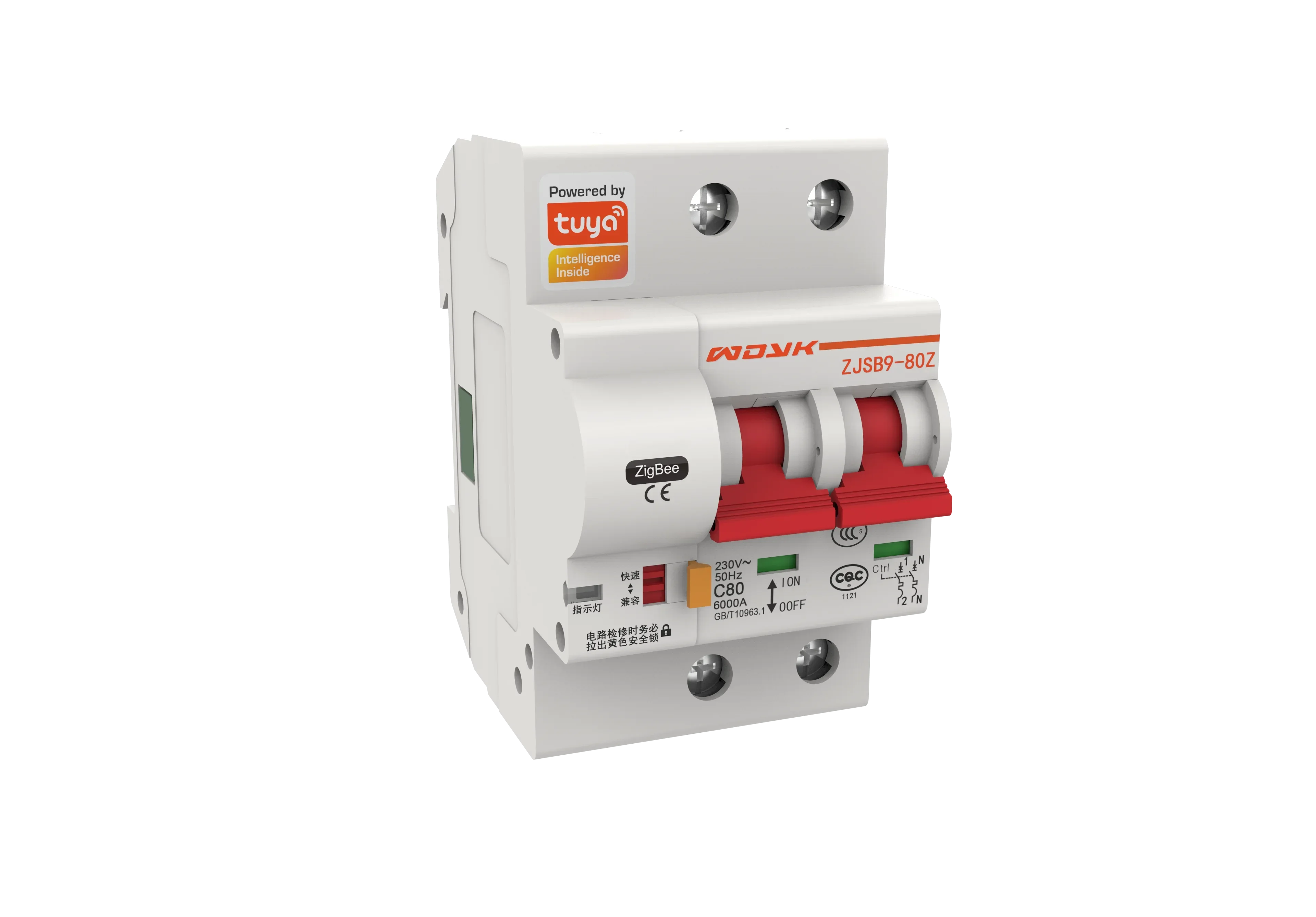 SZMYQ 2P RCBO MCB interruptor Tuya Zigbee productos para el hogar inteligente Mini medidor de potencia y disyuntor de protección contra fugas 16A 100A