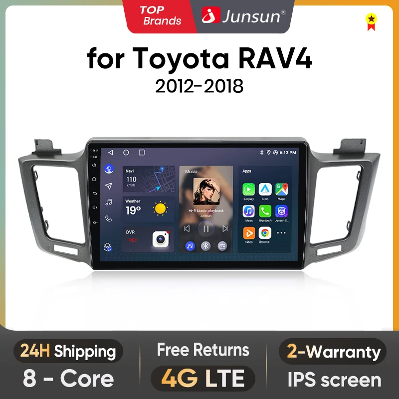 Junsun V1 AI Voice Wireless CarPlay Android Auto Radio for Toyota RAV4 RAV 4 2012 - 2018 4G Car Multimedia GPS 2din autoradio