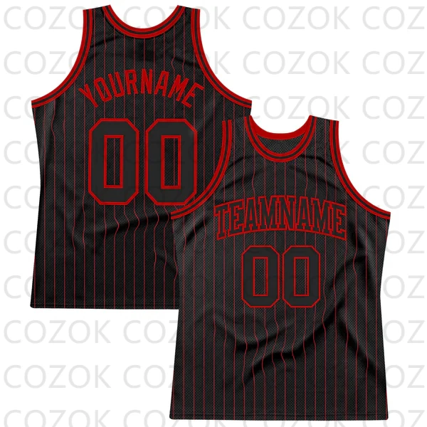 Custom Black Red Dark Series Basketball Jersey Basketball Tank Tops O-neck for Men Personalized Team Unisex Top