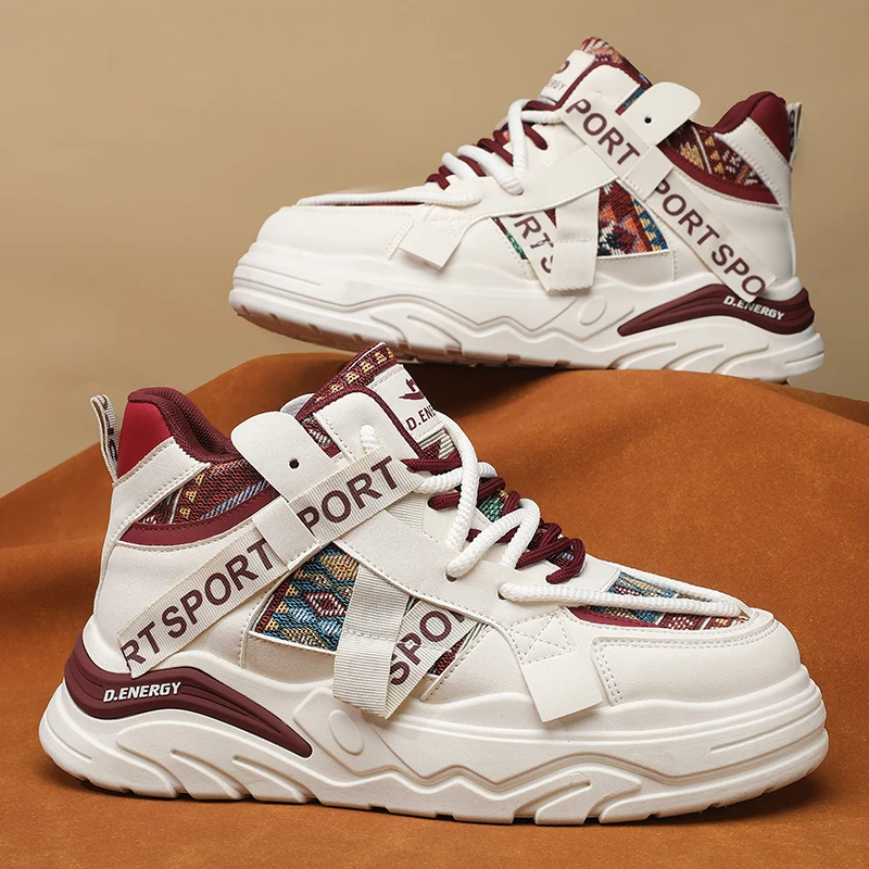 

Men's thick-sole high-top casual shoes Four seasons new soft-sole non-slip outdoor walking shoes Fashion Joker sports board shoe