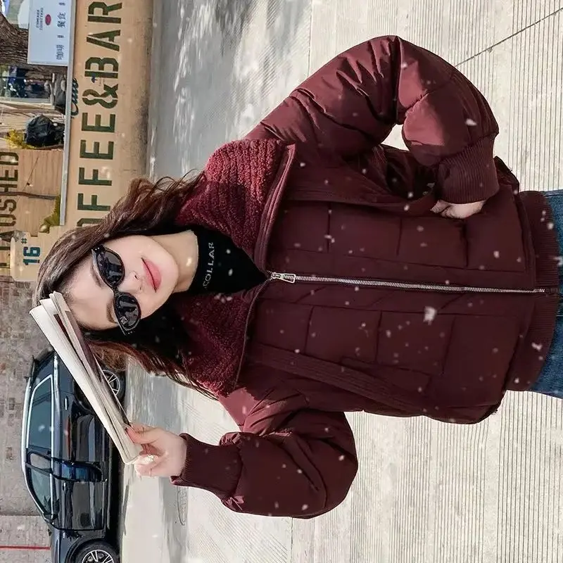 

Новинка осени и зимы, женская пуховая хлопковая куртка, мягкое теплое пальто, белый пуховик, короткая верхняя одежда, модное повседневное пальто с отложным воротником, женское