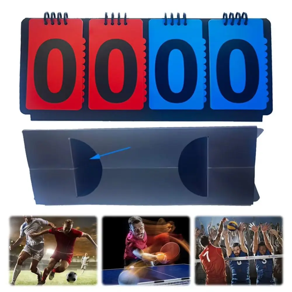 

Manual Basketball Scoreboard Tabletop Counter 4-Digit Score Flipper Multifunctional Triangular Base Scoreboard Score Keeper