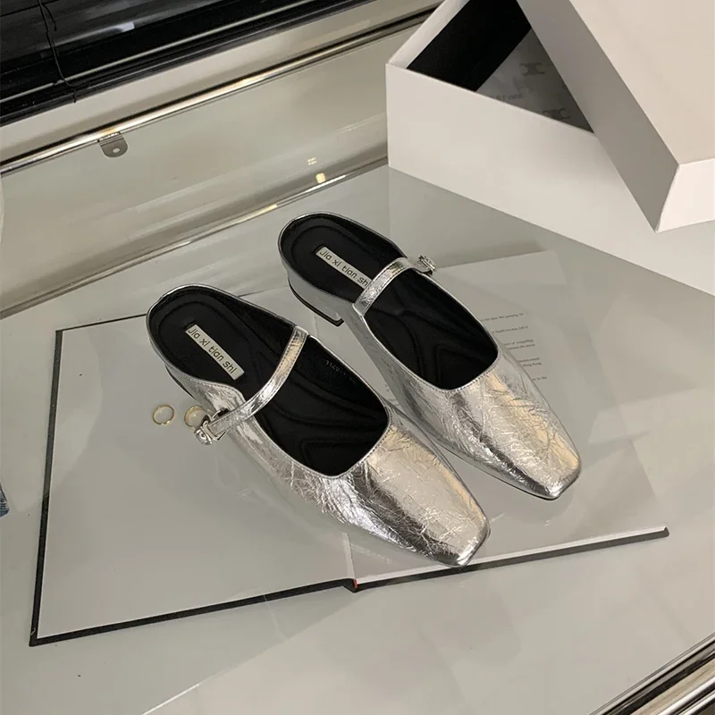 New Style Fashionable Designer Summers Mules Slippers Women's Fashion Low Heel Shoes Ladies Elegant Party Dress Slides Sandalos
