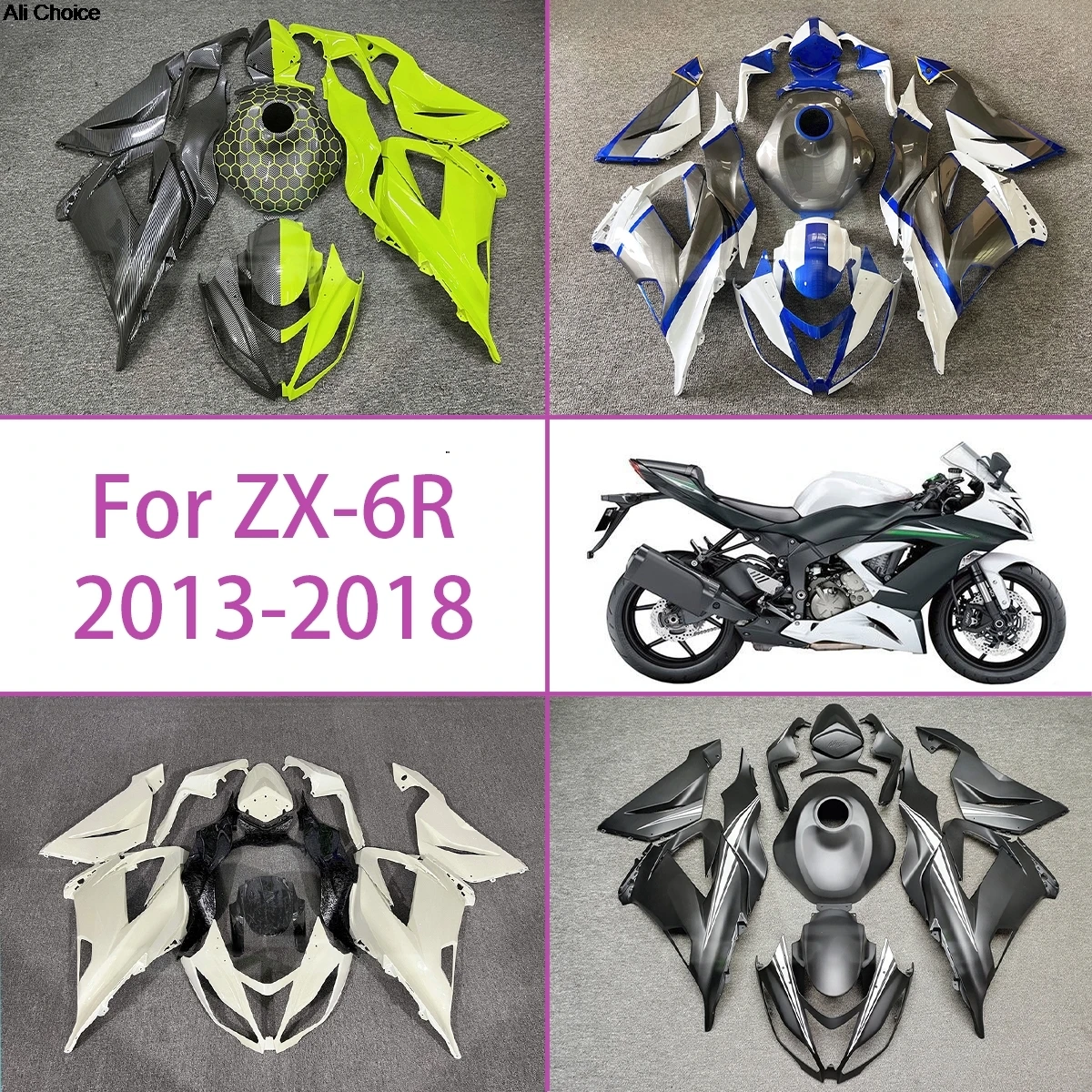 ABS Fairings 2013-2018 ZX-6R Carbon Fiber Color Fairing Custom Set Fit For Kawasaki 13-18 ZX 6R