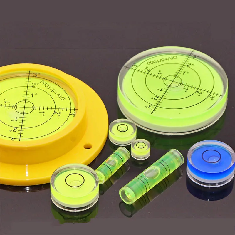 Mini Spirit Level Measurement Instrument  Round Square Spirit Level Bubble With Keychain Acrylic Bubble Blister Horizontal Ruler