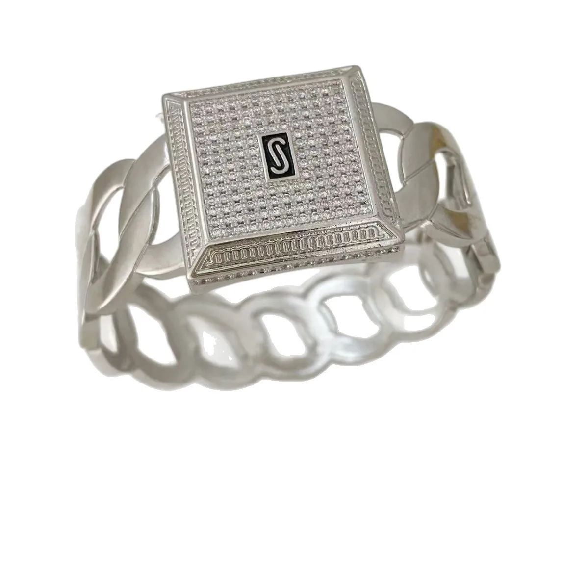 الأزياء الأوروبية والأمريكية هندسية الزركون مكعب 18K الذهب كامل الماس الكوبية سلسلة سوار