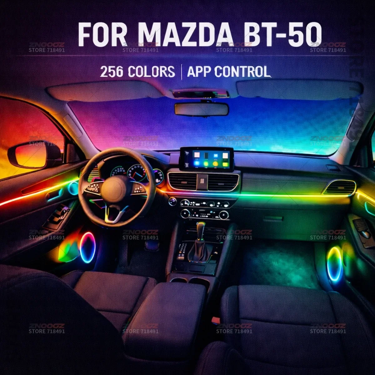 22in1 RGB Car Interior Acrylic Car Ambient Lights RGB Hidden Acrylic Strip Decoration Atmosphere Accessories For Mazda BT-50